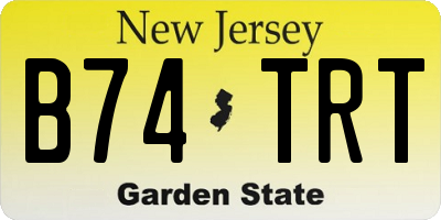 NJ license plate B74TRT
