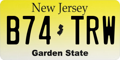 NJ license plate B74TRW