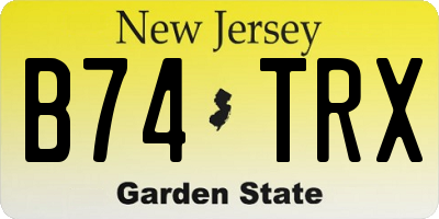 NJ license plate B74TRX
