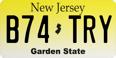 NJ license plate B74TRY