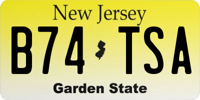 NJ license plate B74TSA