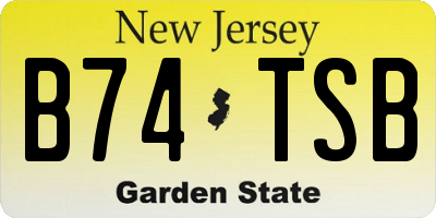 NJ license plate B74TSB