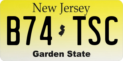 NJ license plate B74TSC