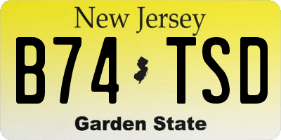 NJ license plate B74TSD