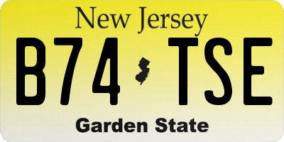 NJ license plate B74TSE