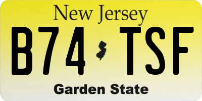 NJ license plate B74TSF