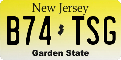 NJ license plate B74TSG