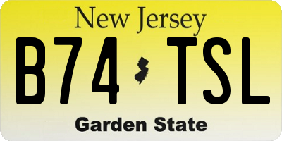 NJ license plate B74TSL