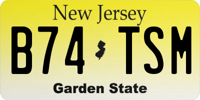 NJ license plate B74TSM