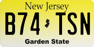 NJ license plate B74TSN