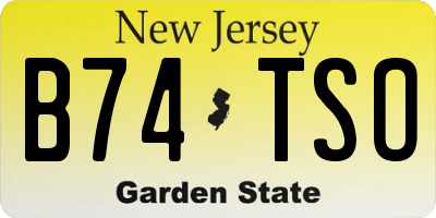 NJ license plate B74TSO