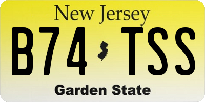 NJ license plate B74TSS