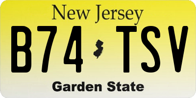 NJ license plate B74TSV