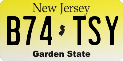 NJ license plate B74TSY