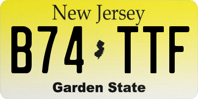 NJ license plate B74TTF