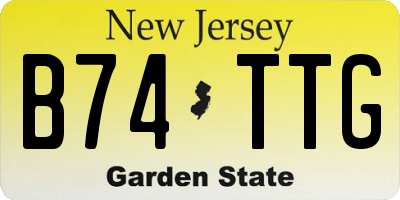 NJ license plate B74TTG