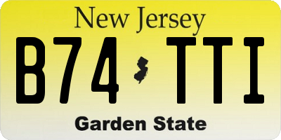NJ license plate B74TTI