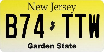 NJ license plate B74TTW