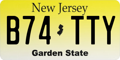 NJ license plate B74TTY