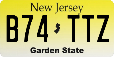NJ license plate B74TTZ