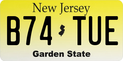 NJ license plate B74TUE