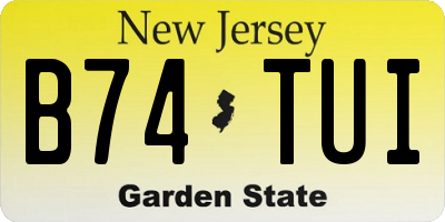 NJ license plate B74TUI