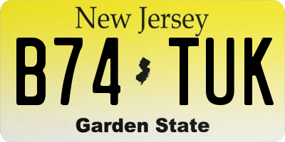 NJ license plate B74TUK