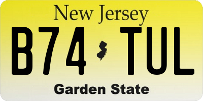 NJ license plate B74TUL