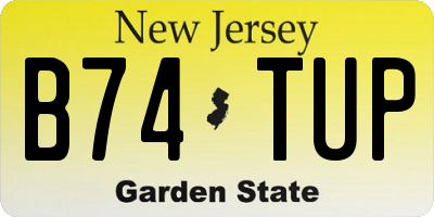 NJ license plate B74TUP
