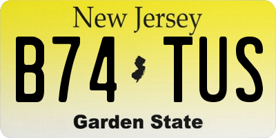 NJ license plate B74TUS