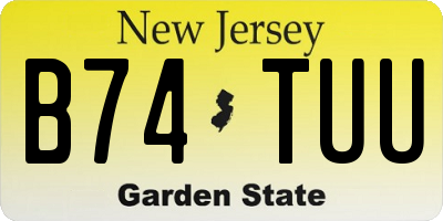 NJ license plate B74TUU