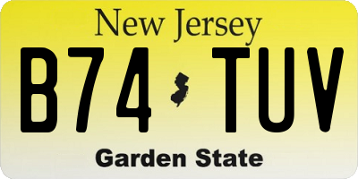 NJ license plate B74TUV