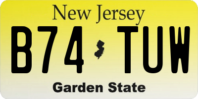 NJ license plate B74TUW
