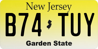 NJ license plate B74TUY