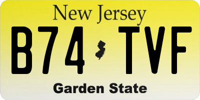 NJ license plate B74TVF