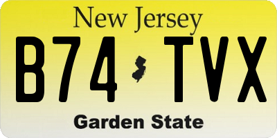 NJ license plate B74TVX
