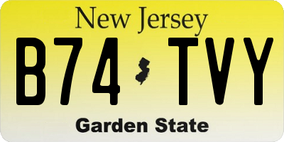NJ license plate B74TVY