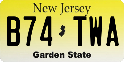 NJ license plate B74TWA