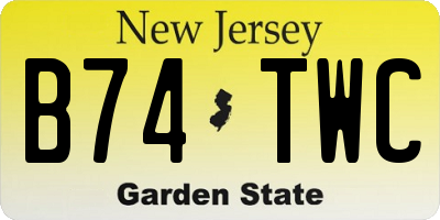 NJ license plate B74TWC