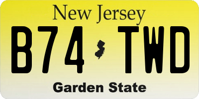 NJ license plate B74TWD