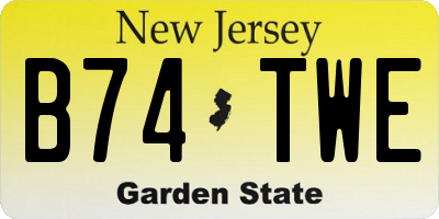 NJ license plate B74TWE