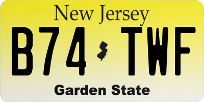 NJ license plate B74TWF