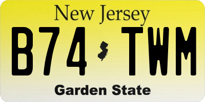 NJ license plate B74TWM