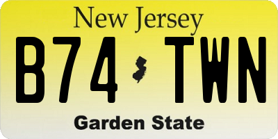 NJ license plate B74TWN