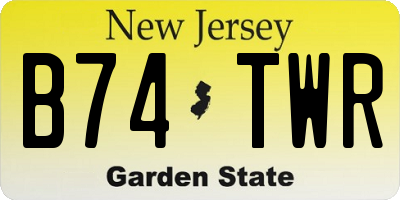 NJ license plate B74TWR