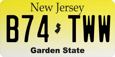 NJ license plate B74TWW