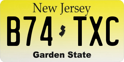 NJ license plate B74TXC