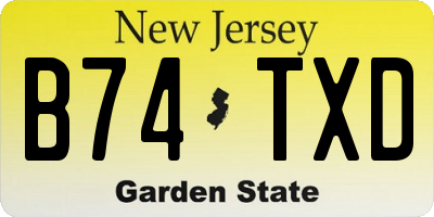 NJ license plate B74TXD