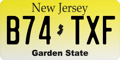 NJ license plate B74TXF