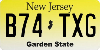 NJ license plate B74TXG